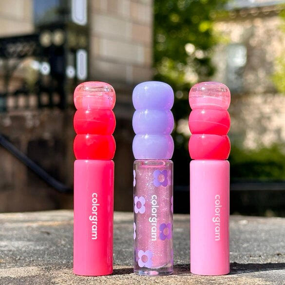 Colorgram fruity water tints for lips in sulking watermelon, dainty cherry and clear gloss